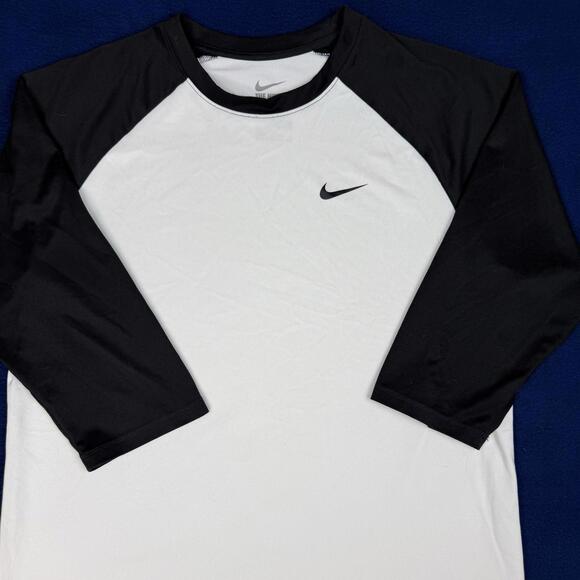 Nike Dri-Fit Raglan Baseball Y2K Tee Mens Sz L Athletic VTG Skater Solo Swoosh - Picture 3 of 11